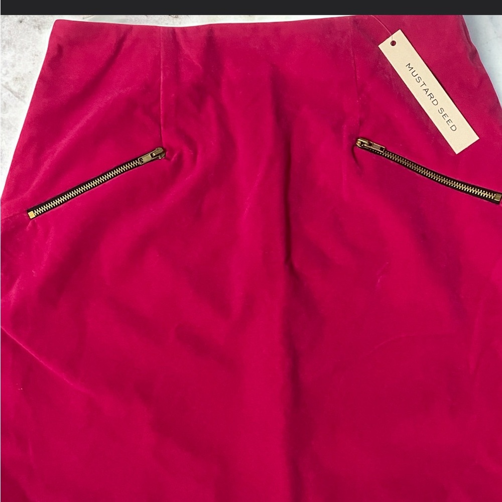 Mustard Seed Fuchsia Pencil Skirt with Zipper Accents - Picture 2 of 10